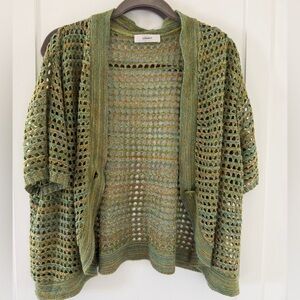 CJ Banks Open-Knit Crochet Cardigan Sweater One Size